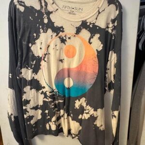 Fifth Sun Black and Cream Tie-Dye Shirt